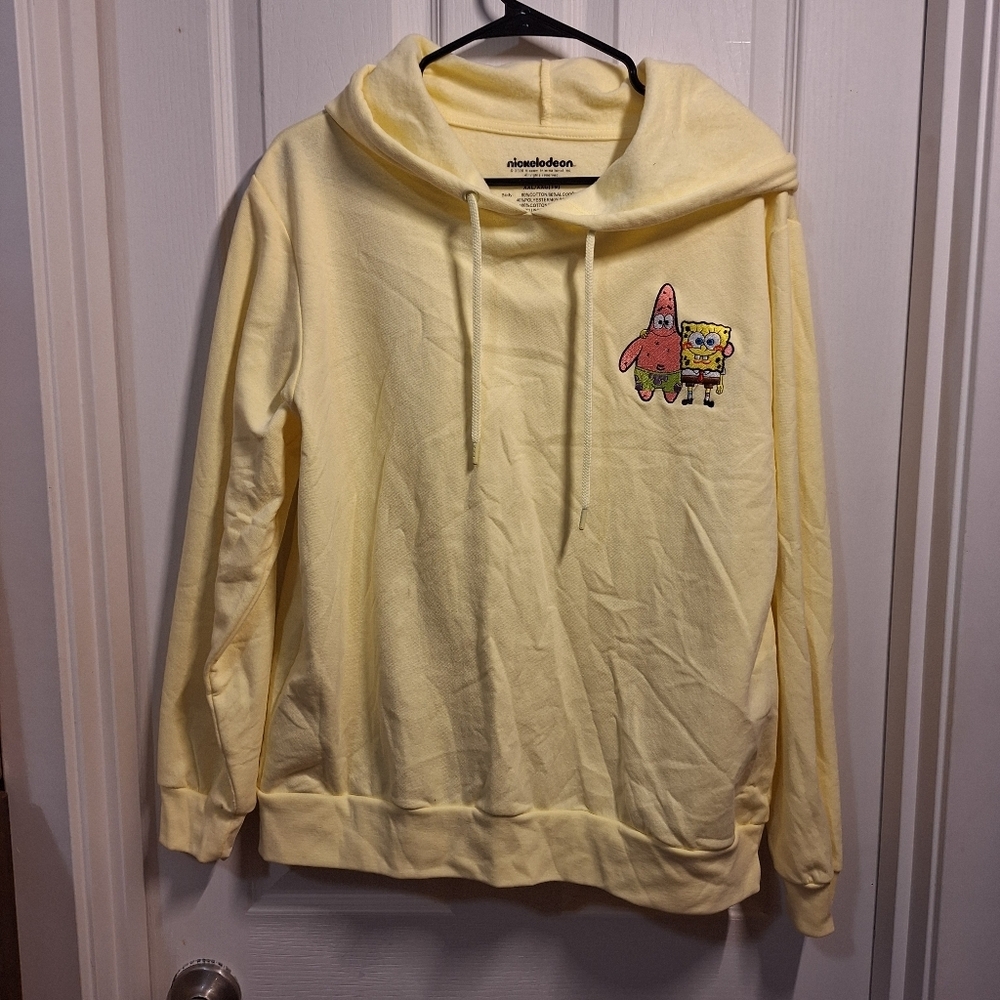 Nickelodeon Light Yellow Sweatshirt Hoodie with SpongeBob and Patrick XXL
